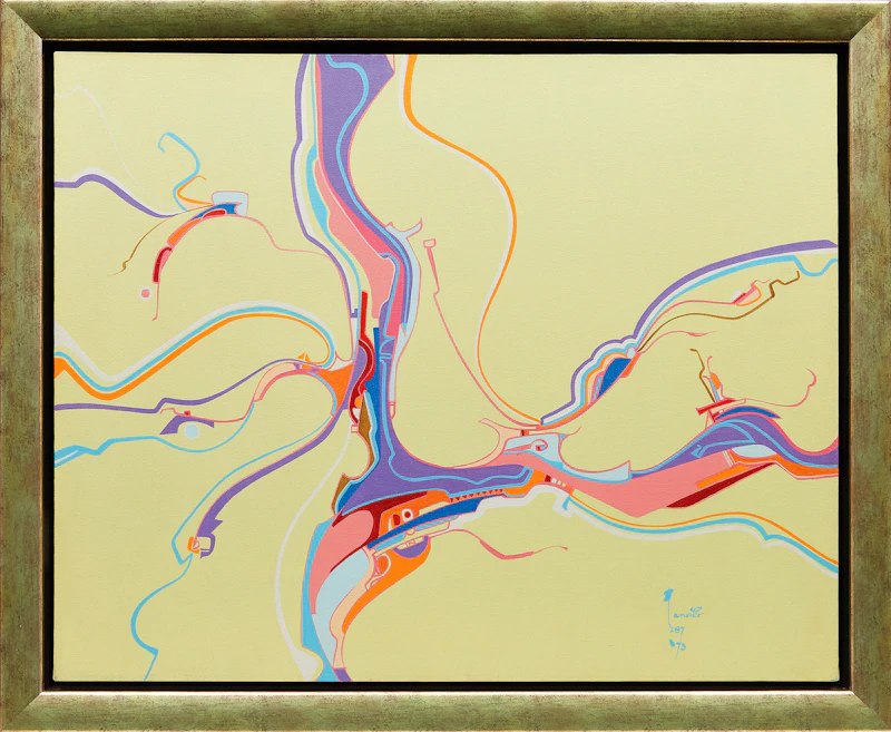 Alex Simeon Janvier, Shoreline Existence, acrylic on canvas, 1973 - view 2