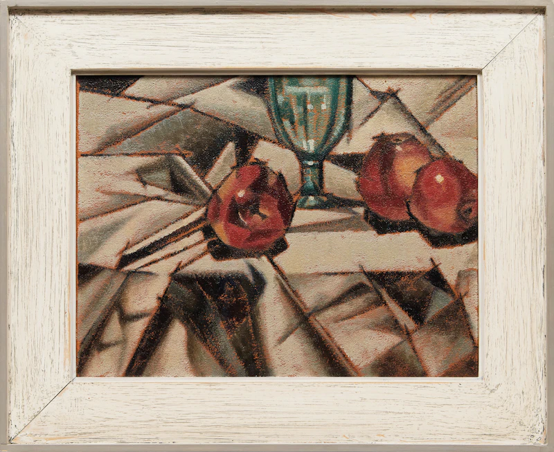 Bertram Richard Brooker, Still Life with Apples and Glass, oil on board - view 2