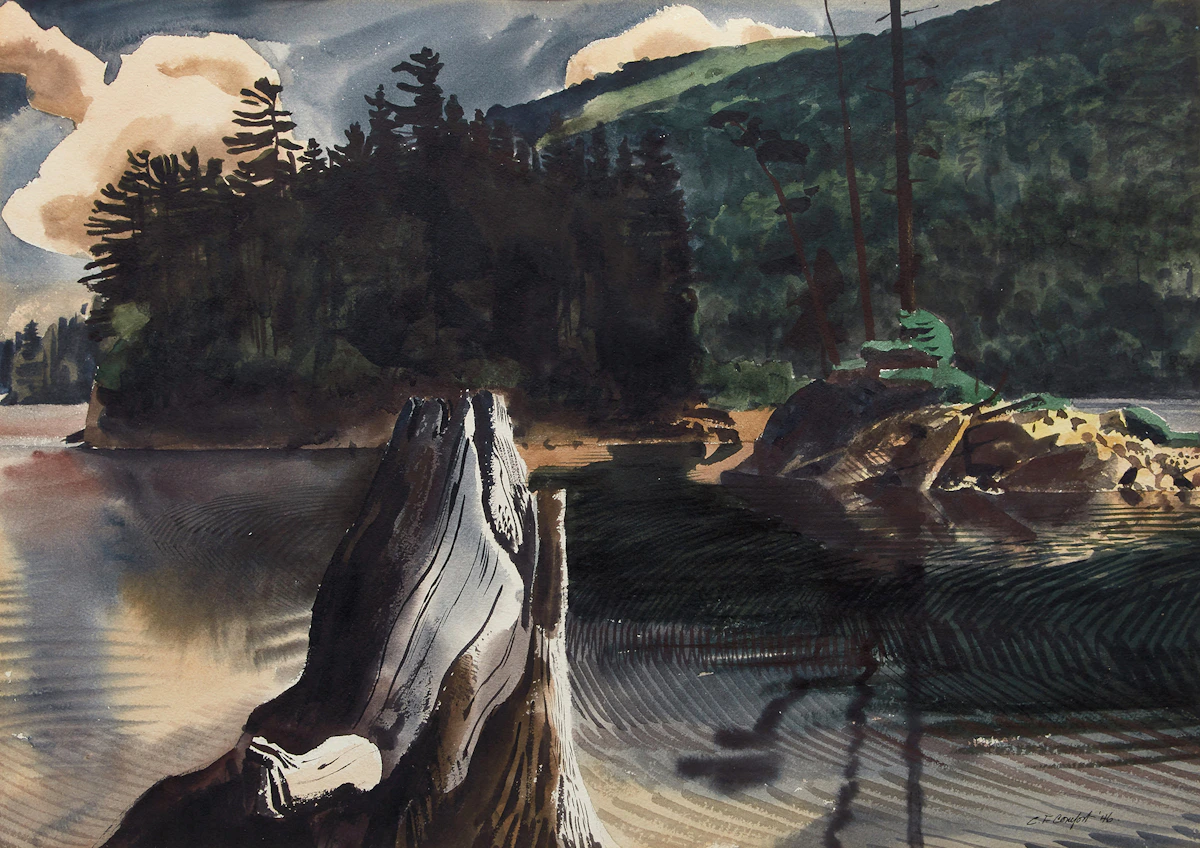 Charles Fraser Comfort, Davies Island, Cedar Lake, Algonquin Park, watercolour, 1946