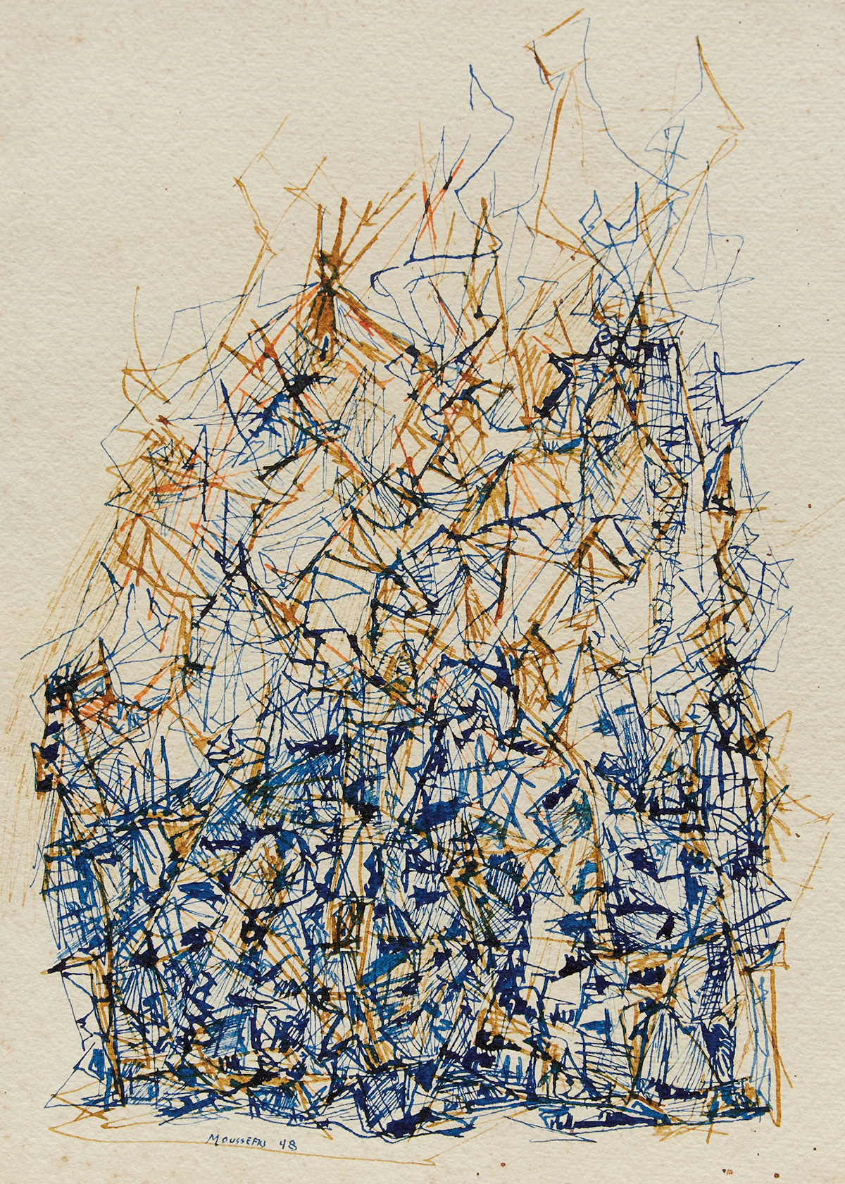 Jean-Paul Mousseau, Sans titre, coloured inks on textured watercolour paper, 1948
