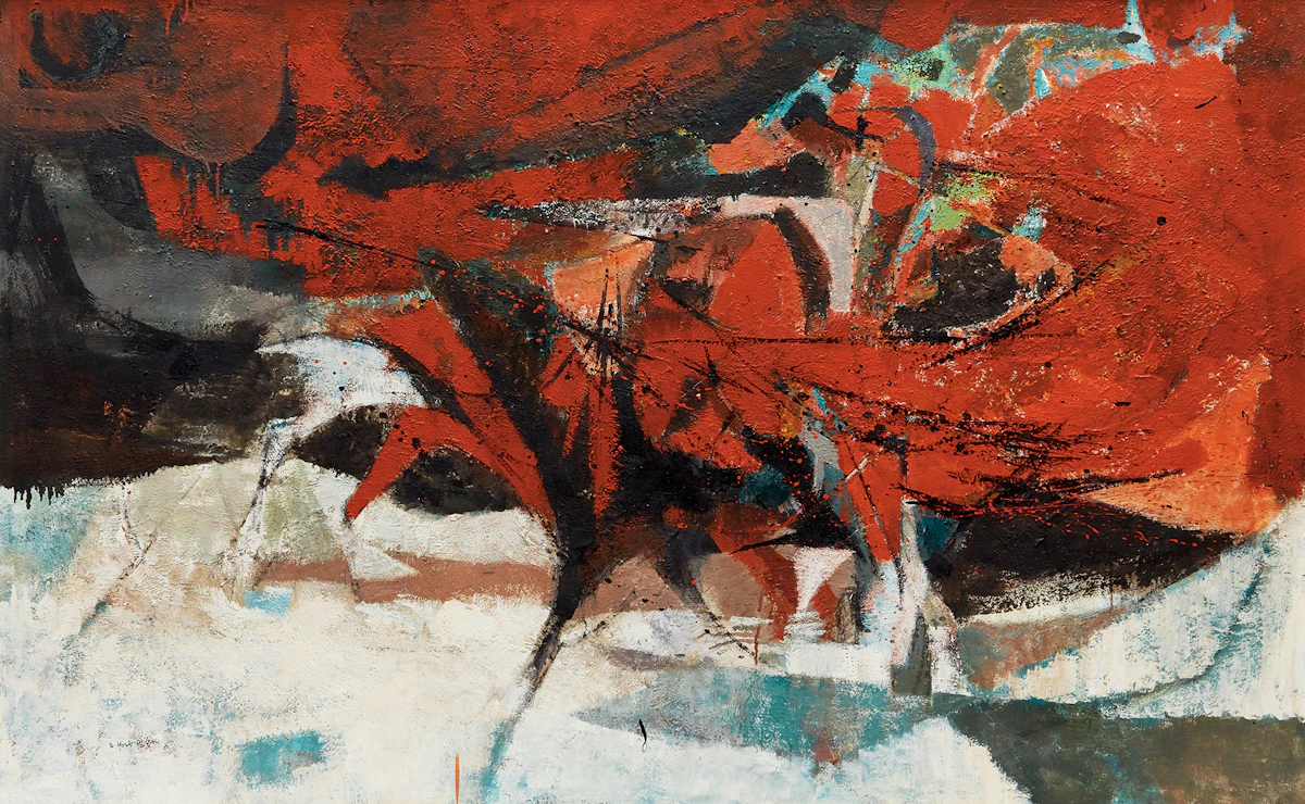Ronald York Wilson, The Bull Fight, mixed media on board