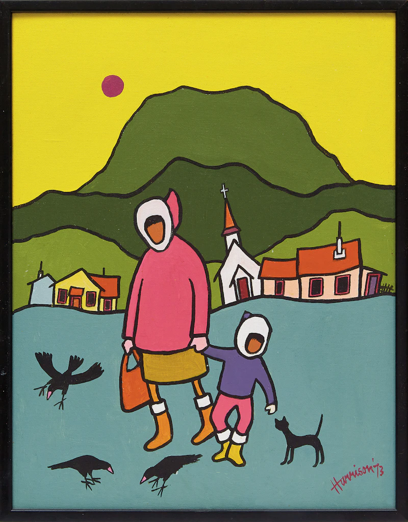 Ted Harrison, The Walk , acrylic on canvas board, 1973 - view 2