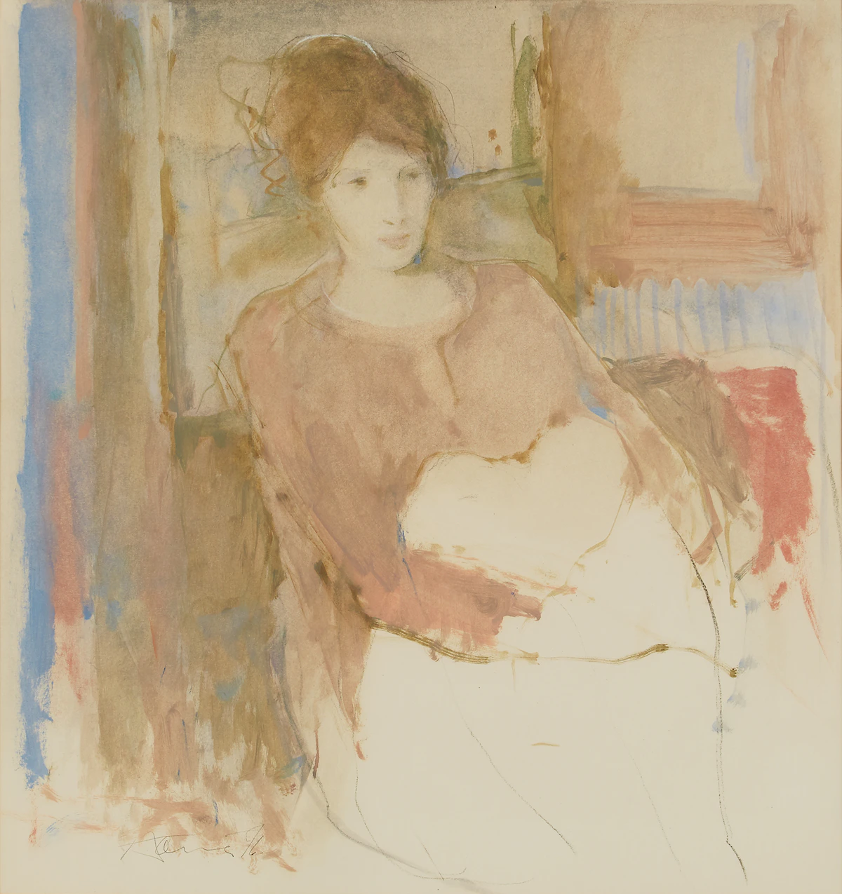 Peter Alfred Harris, Seated Woman, pastel on paper, 1976