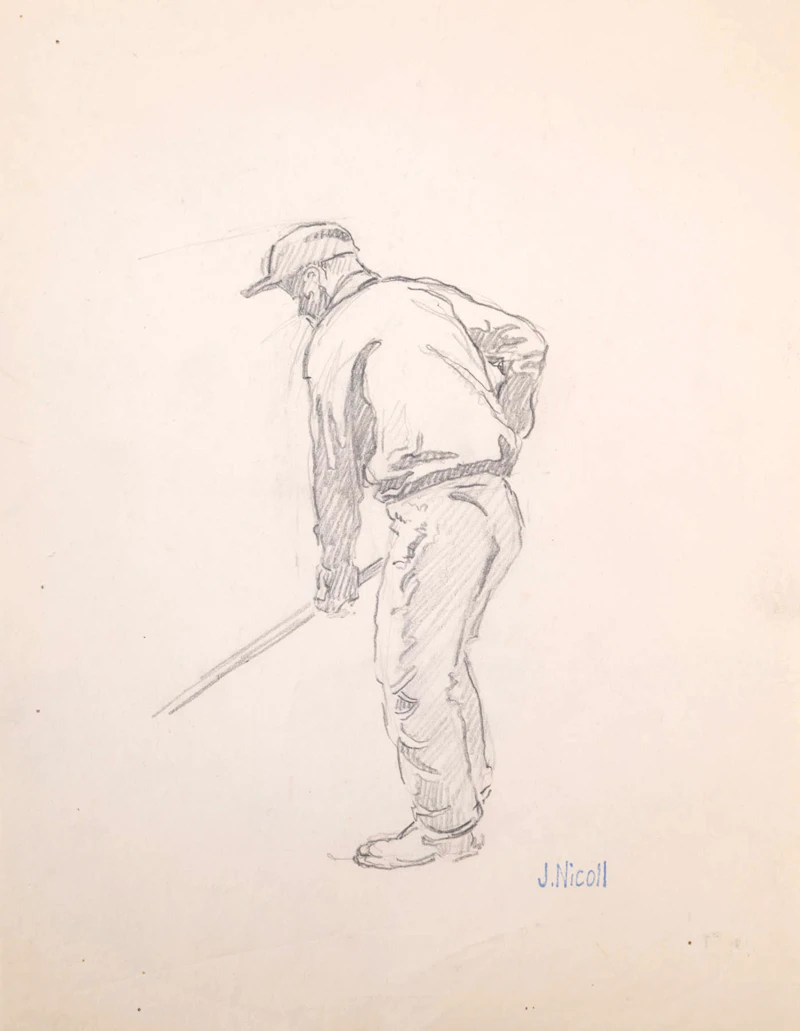 Jim McLaren Nicoll, Rooftop Detail; Figure Study, pair of drawings - view 2