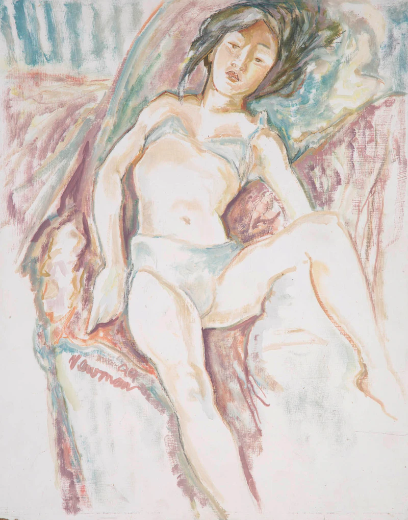 John Beatty Newman, Model in Blue, oil on board