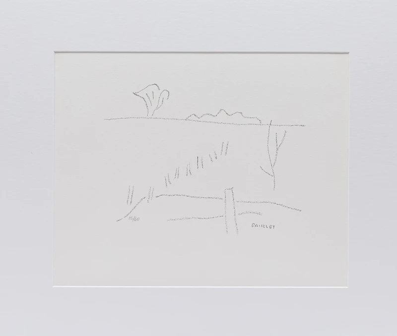 Barker Fairley, Trees and Line of a Fence Post; House and Barn, two lithographs