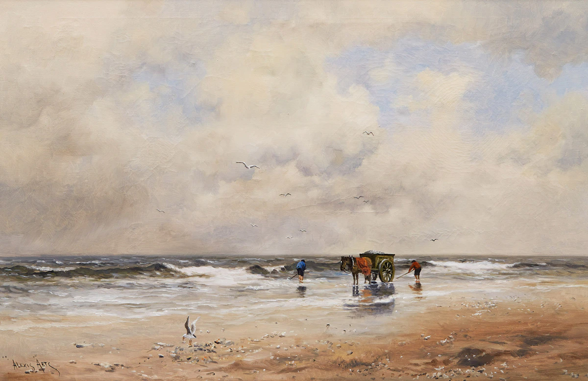 Alexis Arts, Working by the Shore, oil on canvas