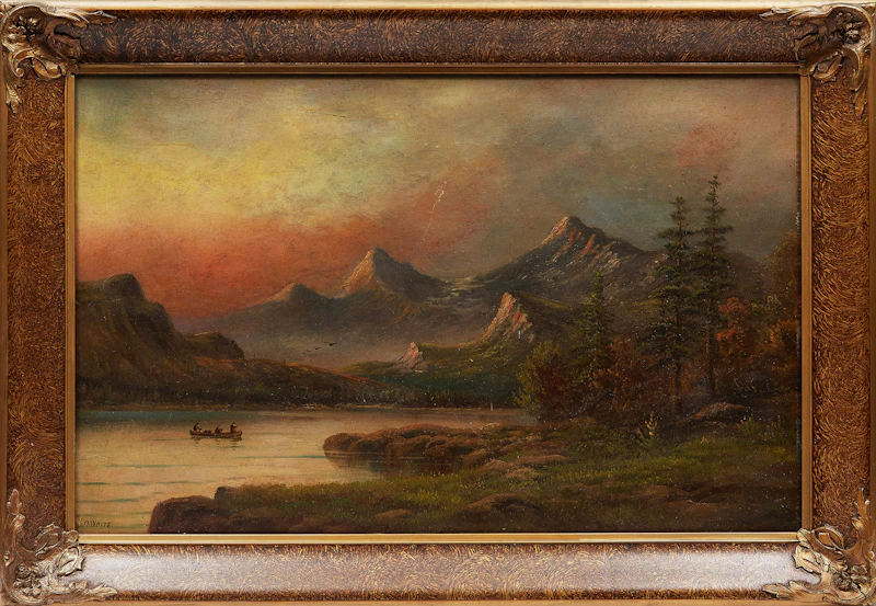 Octavius White, Canoeing in the Mountains, oil on board - view 2