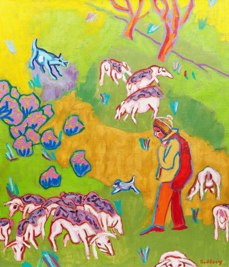 John Godfrey, On a Walk , acrylic on canvas