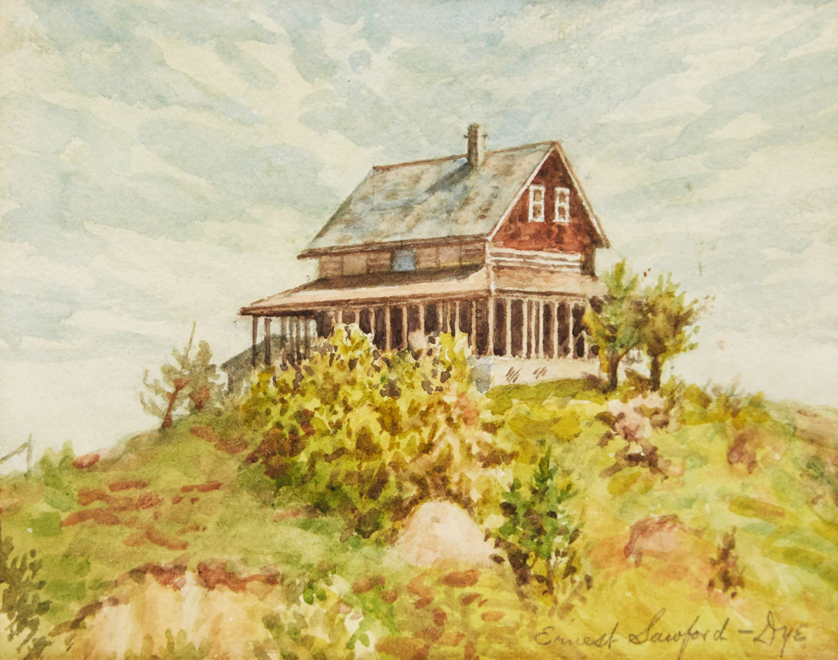 Ernest Sawford Dye, Landscape with House, watercolour