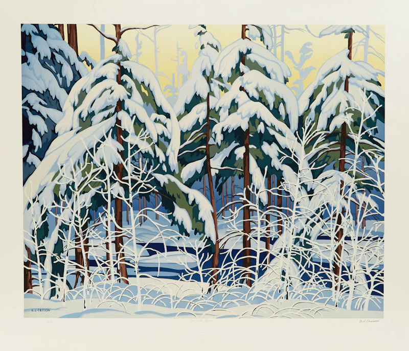 Alfred Joseph Casson, Snow Laden Spruce; White Forest; White Pine; Alone la Cloche, four colour serigraphs - view 2