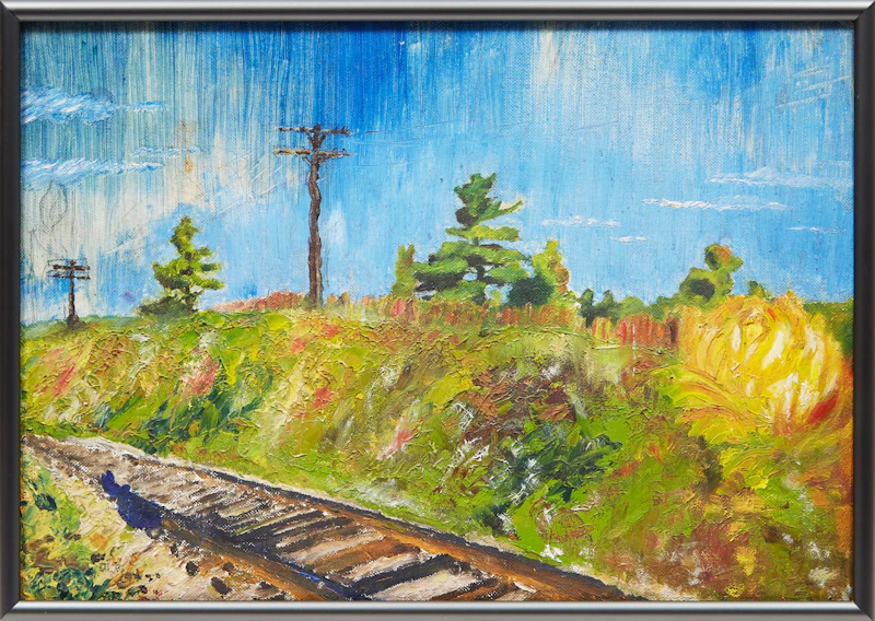 Arthur Shilling, Train Tracks, oil on canvas board - view 2