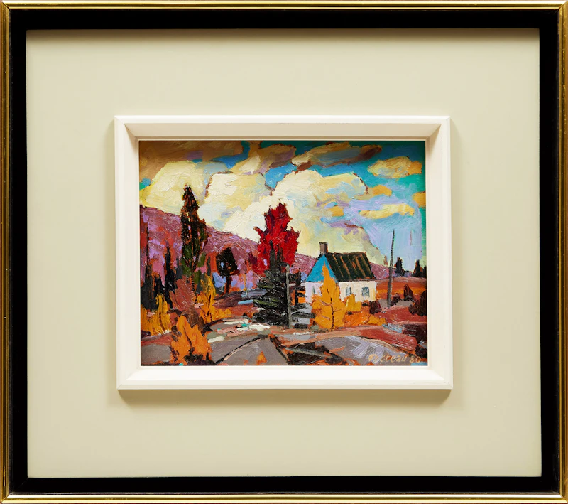 Marcel Fecteau, L’arbre rouge, oil on board, 1980 - view 2