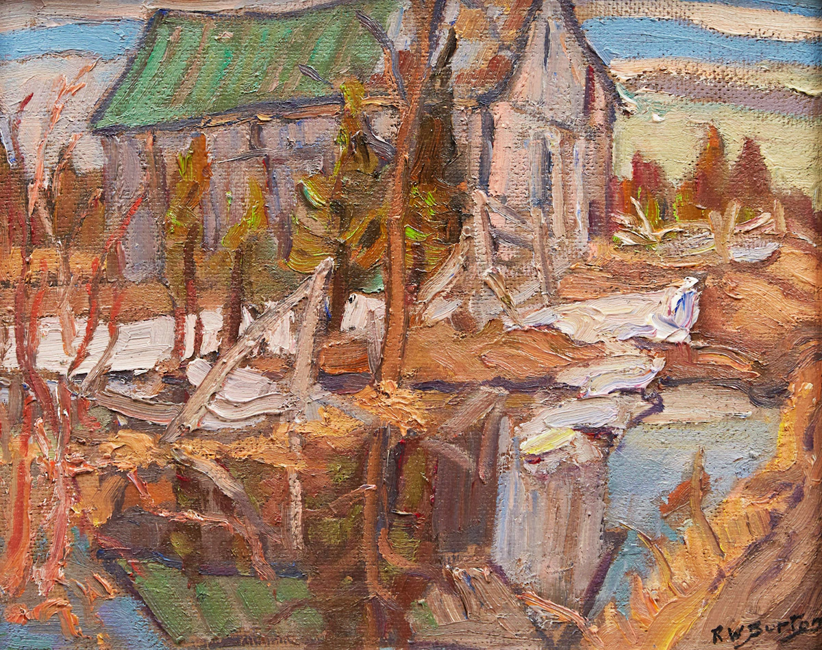 Ralph Wallace Burton, Old Barn, Lanark County, Ont., oil on board, 1970