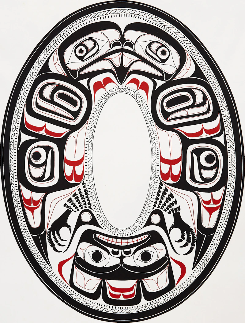 Vin Rickard, Eagle, Charles Edenshaw Haida Argilite Plate 1880, colour lithograph