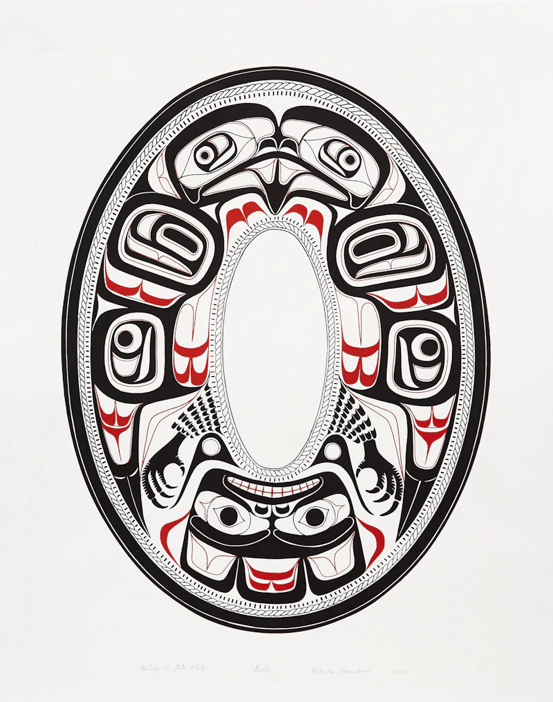 Vin Rickard, Eagle, Charles Edenshaw Haida Argilite Plate 1880, colour lithograph - view 2