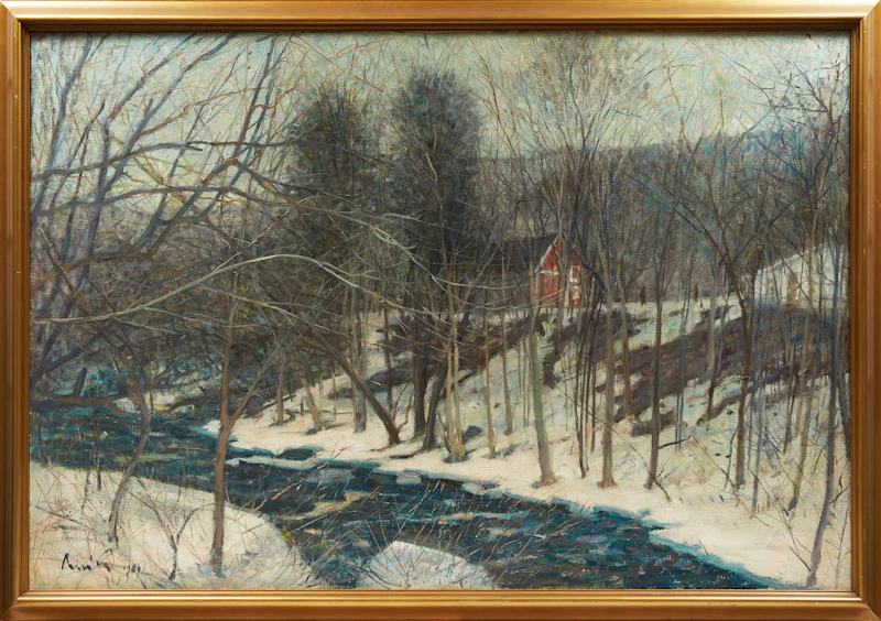 Joseph Giunta, Winter Landscape with House, oil on canvas, 1980 - view 2