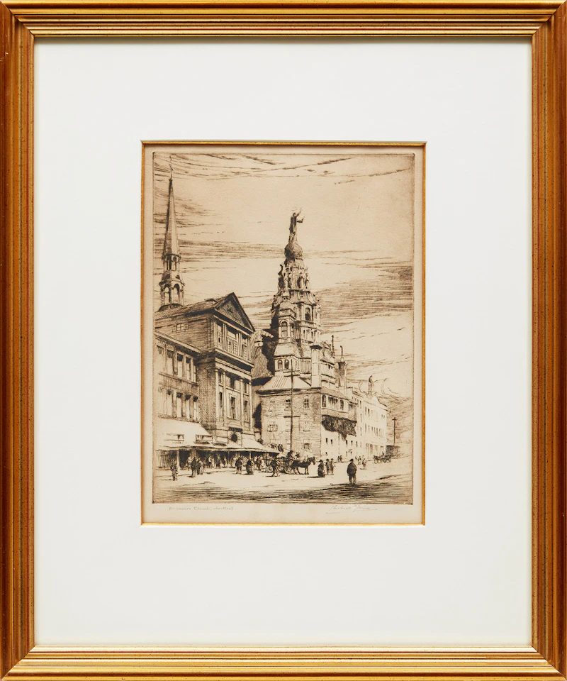 Herbert Raine, Bonsecours Church, Montreal, etching - view 2