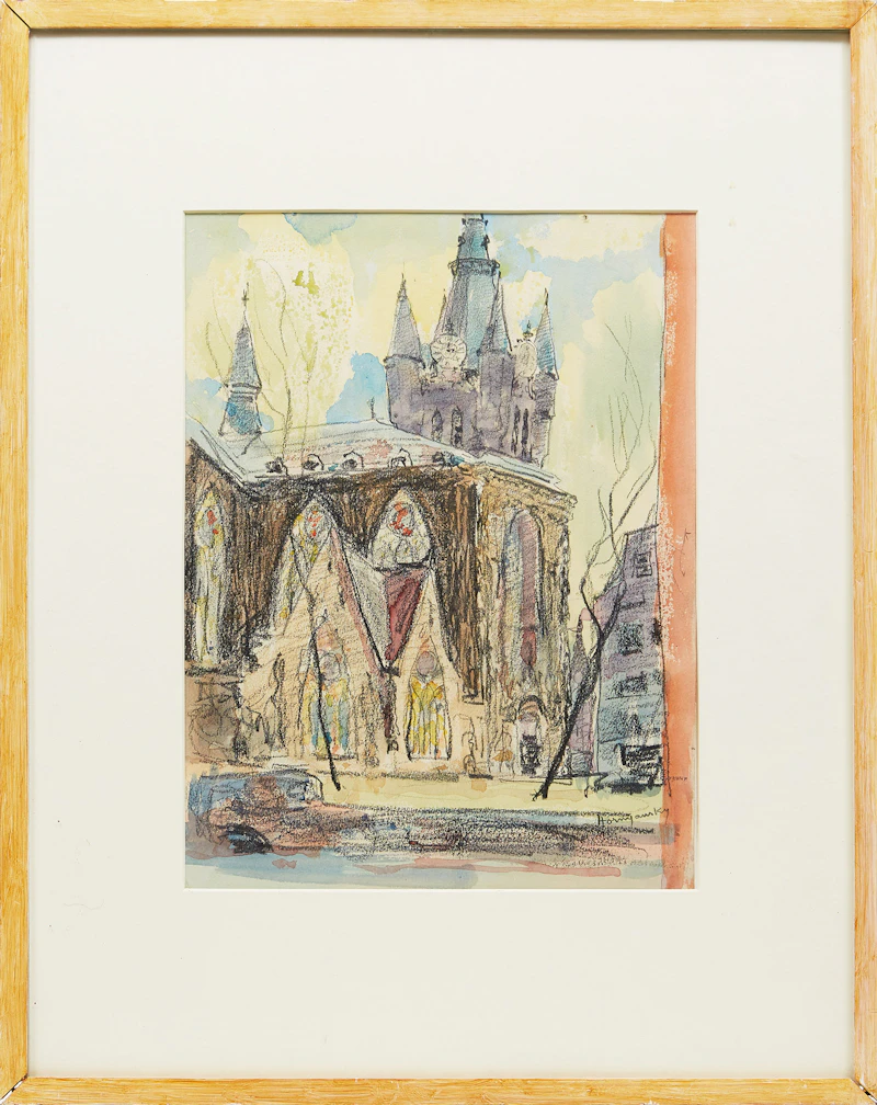 Nicholas Hornyansky, Church in Ghent, watercolour - view 2