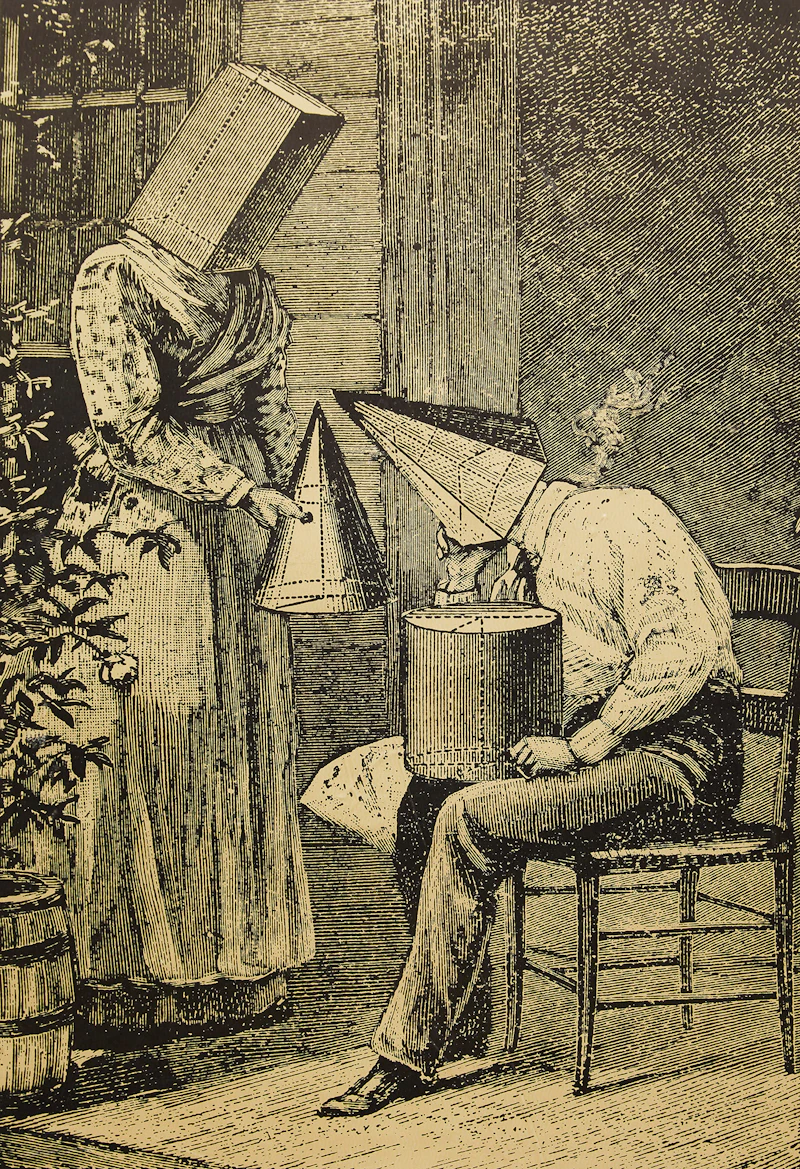 Gary Lee-Nova, Detecting the Forgery; By the Aid of the Mirror She Put On the Head, two lithographs, 1969 - view 1