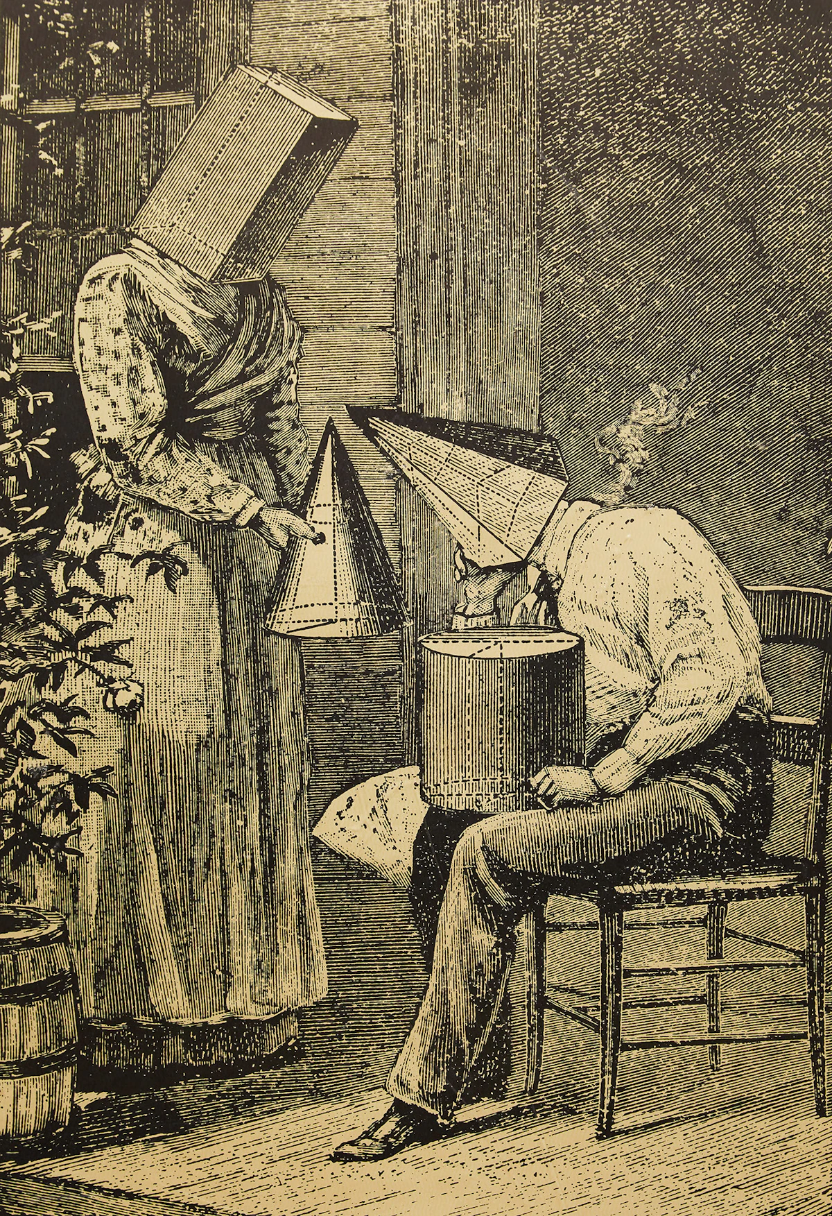 Gary Lee-Nova, Detecting the Forgery; By the Aid of the Mirror She Put On the Head, two lithographs, 1969