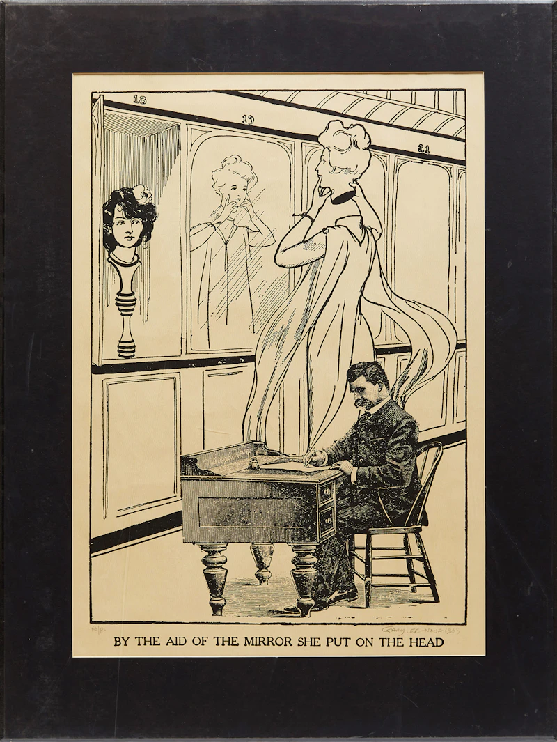 Gary Lee-Nova, Detecting the Forgery; By the Aid of the Mirror She Put On the Head, two lithographs, 1969 - view 5