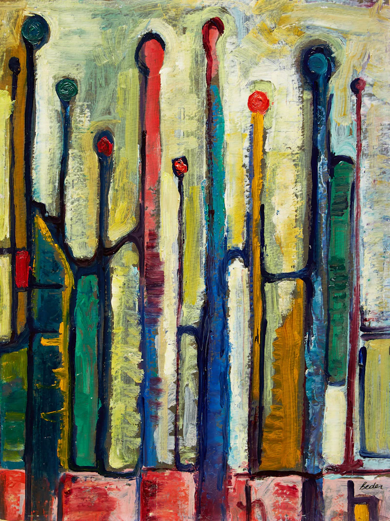 Jack Beder, Vertical Structures, oil on board