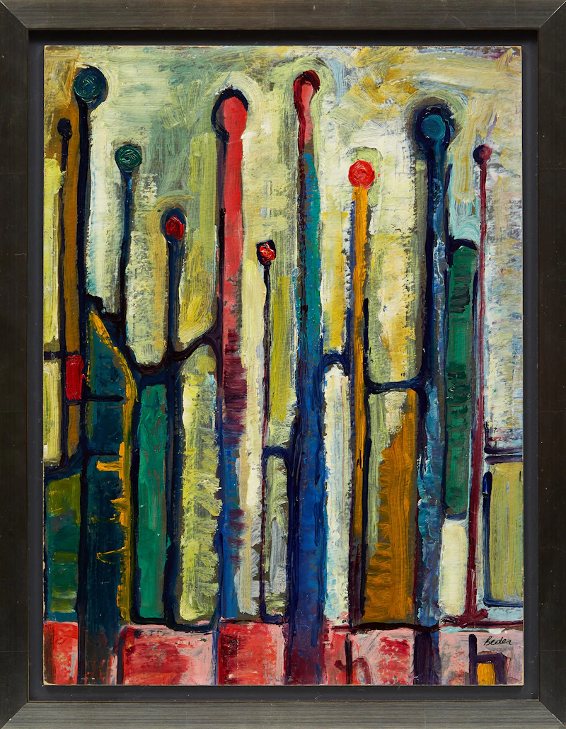 Jack Beder, Vertical Structures, oil on board, 1965 - view 2