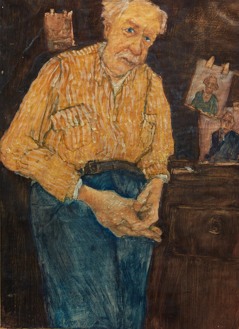 Rachel Berman, Henry in a Dark Year, mixed media on newsprint