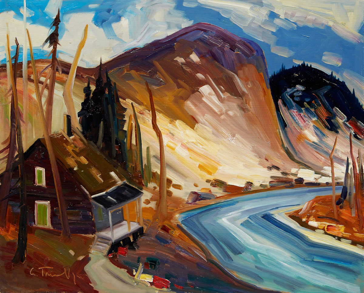 Louis Tremblay, Bord de la rivière , oil on board