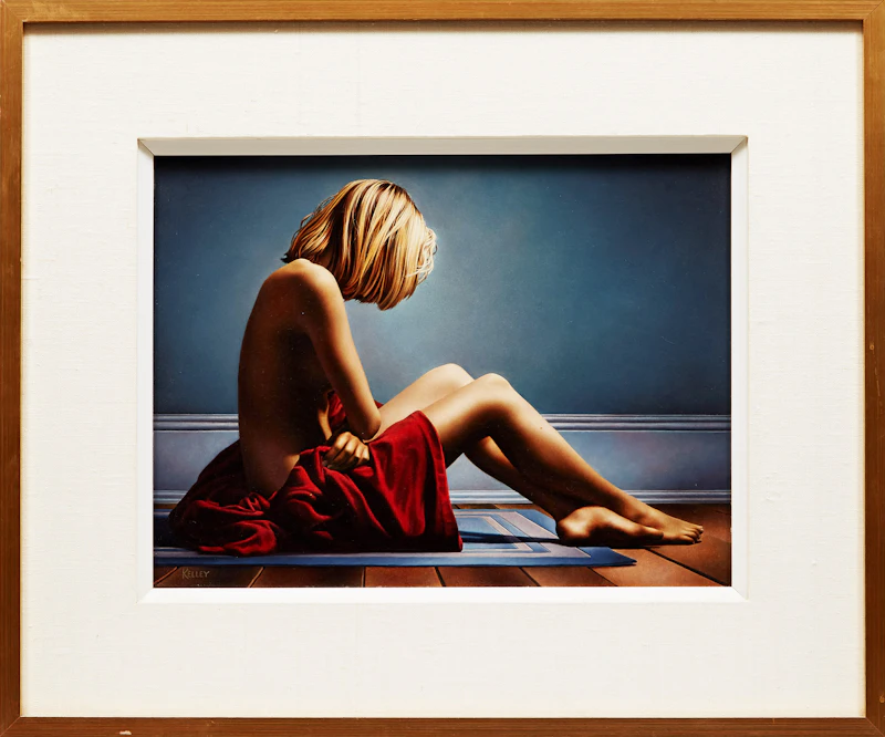Paul Kelley, Young Girl on Blue Rug, oil on board - view 2