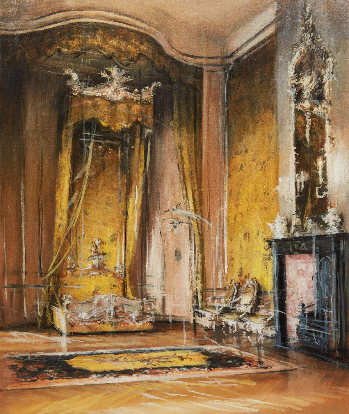 Val Nelson, Bedroom, Yellow, oil and acrylic on canvas, 2004