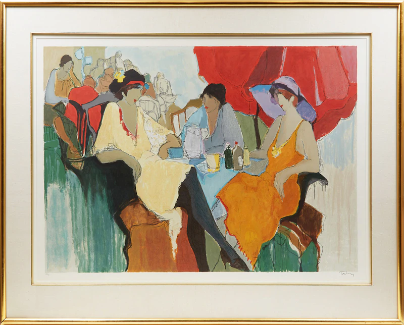 Itzchak Tarkay, Figures in a Cafe, colour lithograph - view 2