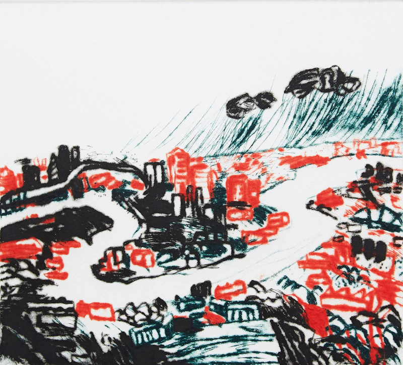 John Hartman, The Thames at Greenwich (Rivers and Cities Portfolio), colour drypoint etching