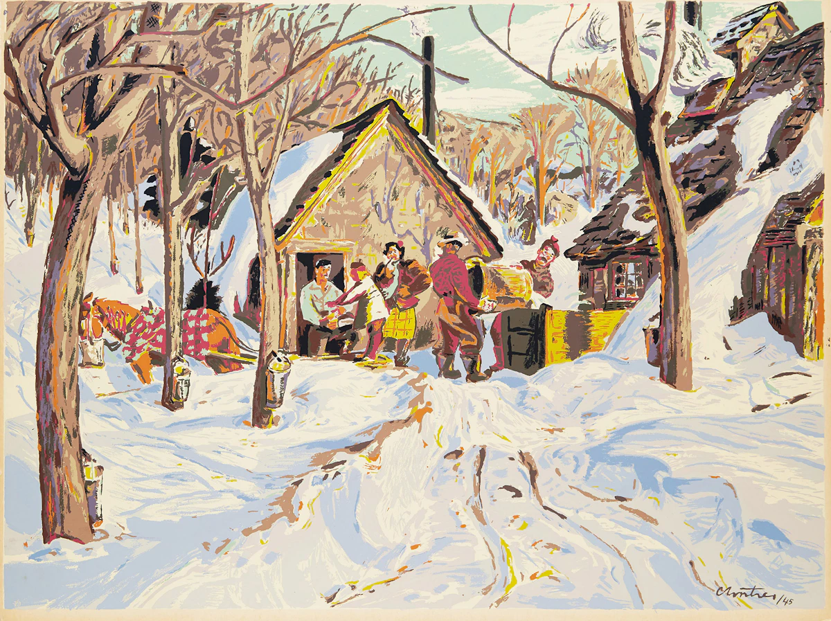 Albert Edward Cloutier, Sugar Time, Quebec, Sampson Matthews silkscreen, 1945