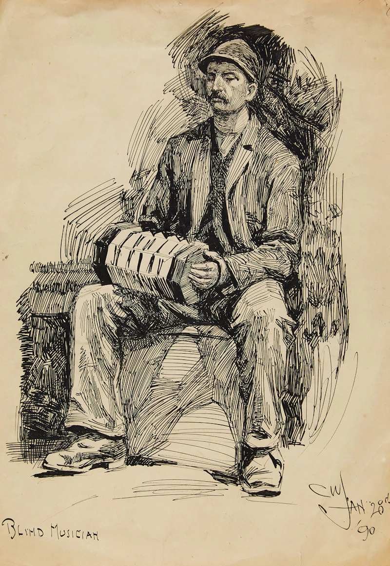 Blind Musician  by Charles William Jefferys