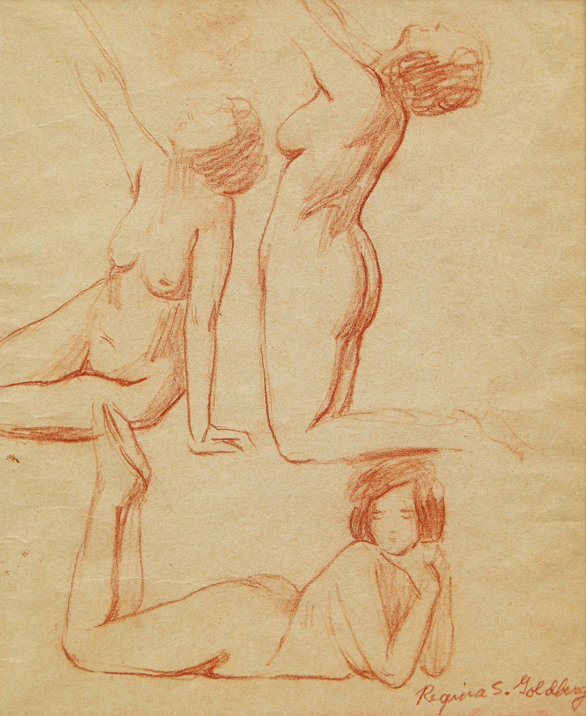 Regina Seiden, Three Nudes, graphite, c. 1920