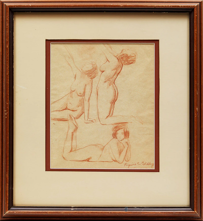 Regina Seiden, Three Nudes, graphite, c. 1920 - view 2
