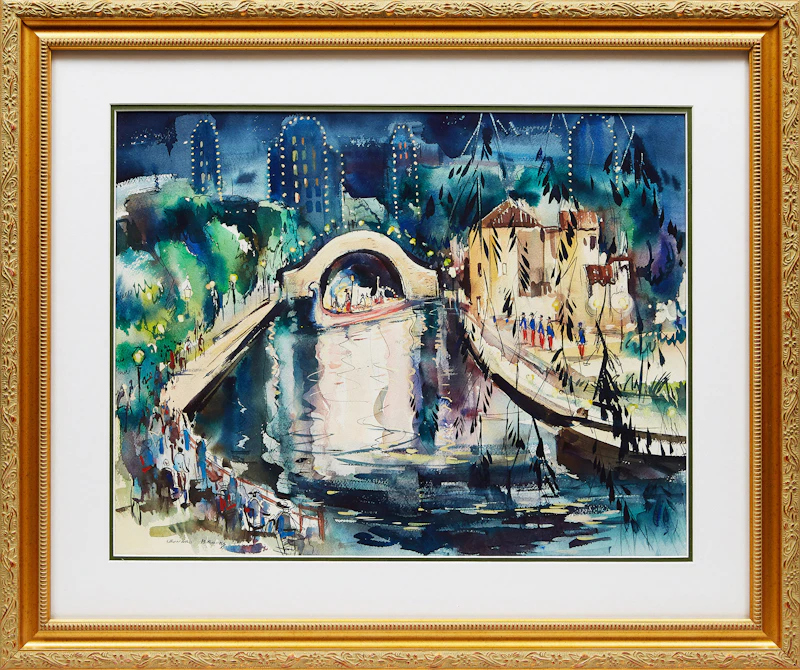 Frank Leonard Brooks, Evening on the Canal , watercolour - view 2