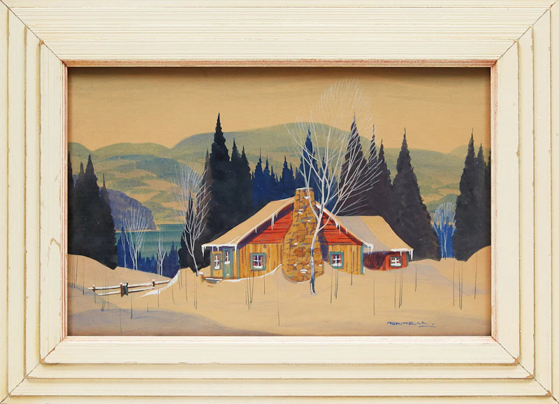 Graham Noble Norwell, Winter Landscape with Cabin, watercolour - view 2