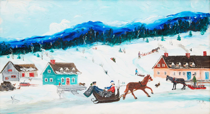 Blanche Bolduc, Winter in the Village , oil on board