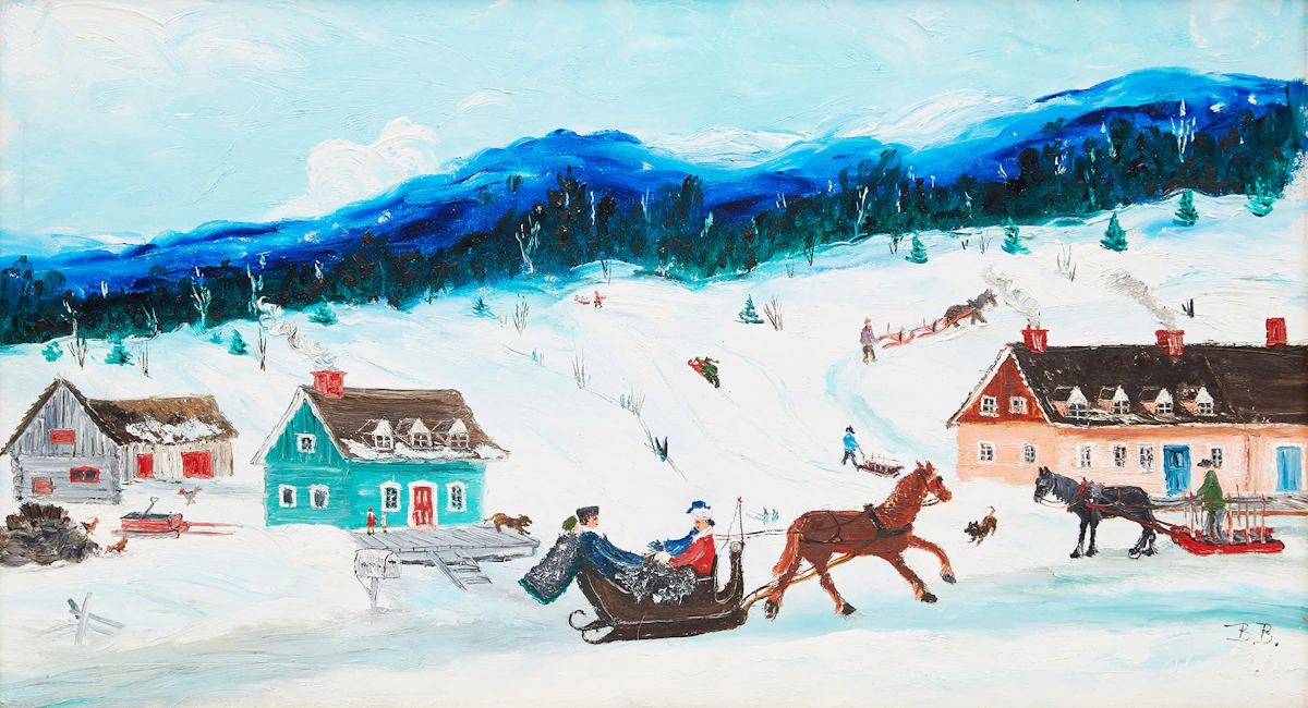 Blanche Bolduc, Winter in the Village , oil on board