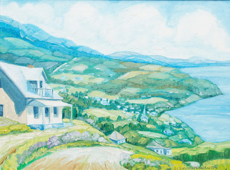 Jean Constantineau, Une vue de St-Irene par le Rang St Antoine , oil on canvas