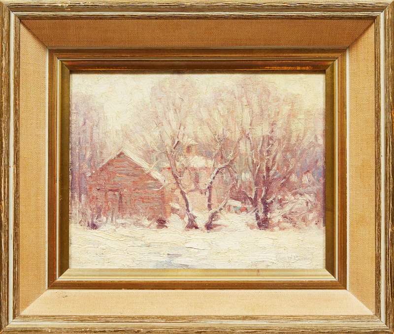 John William Bentley, Home in Winter, oil on board - view 2