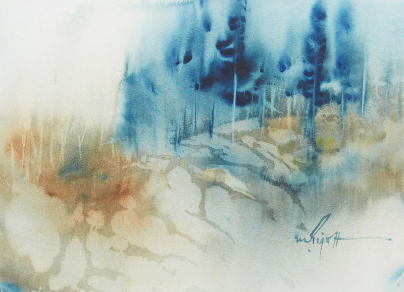 Marjorie Pigott, Rocks and Pines, watercolour