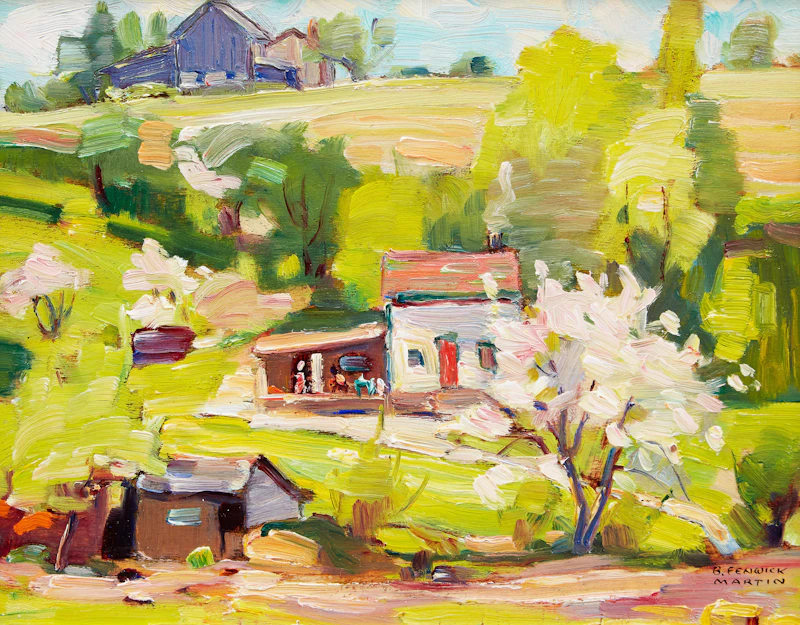 Bernice Fenwick Martin, Summer Landscape with House, oil on board