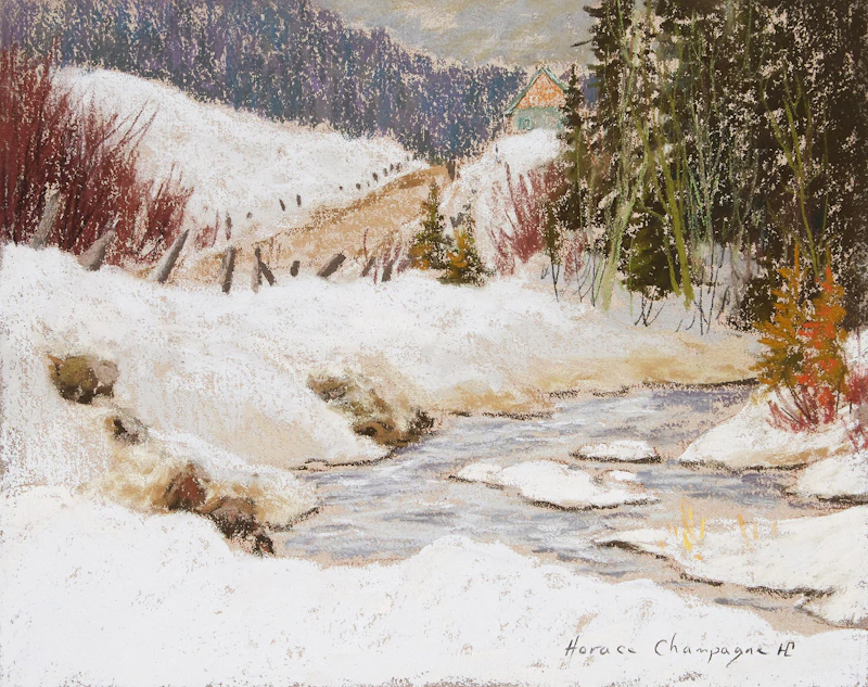 Horace Champagne, Un Moment Tranquille, Les Eboulements, pastel