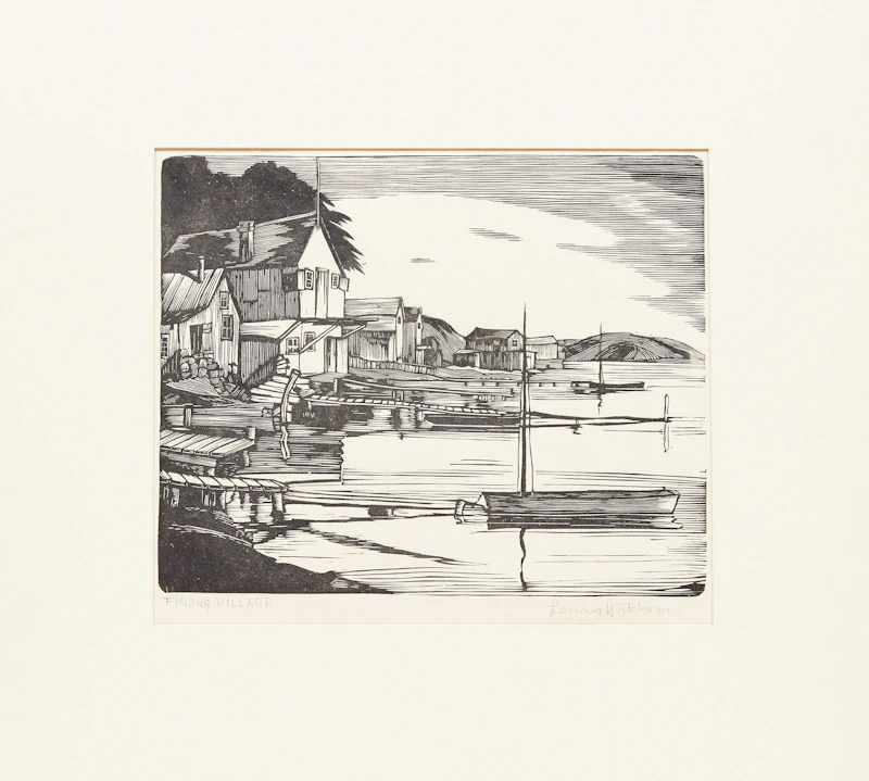 Leonard Hutchinson, Fishing Village, woodcut - view 2