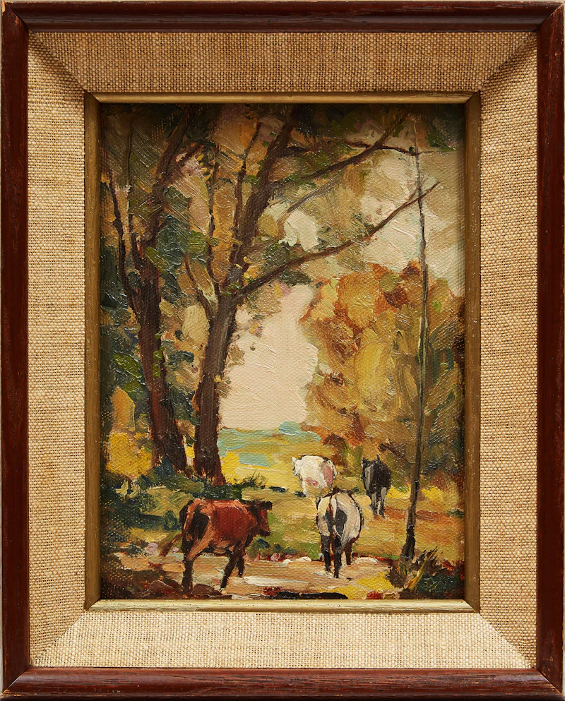 George Henry Griffin, Cows Going to Pasture, oil on canvas - view 2
