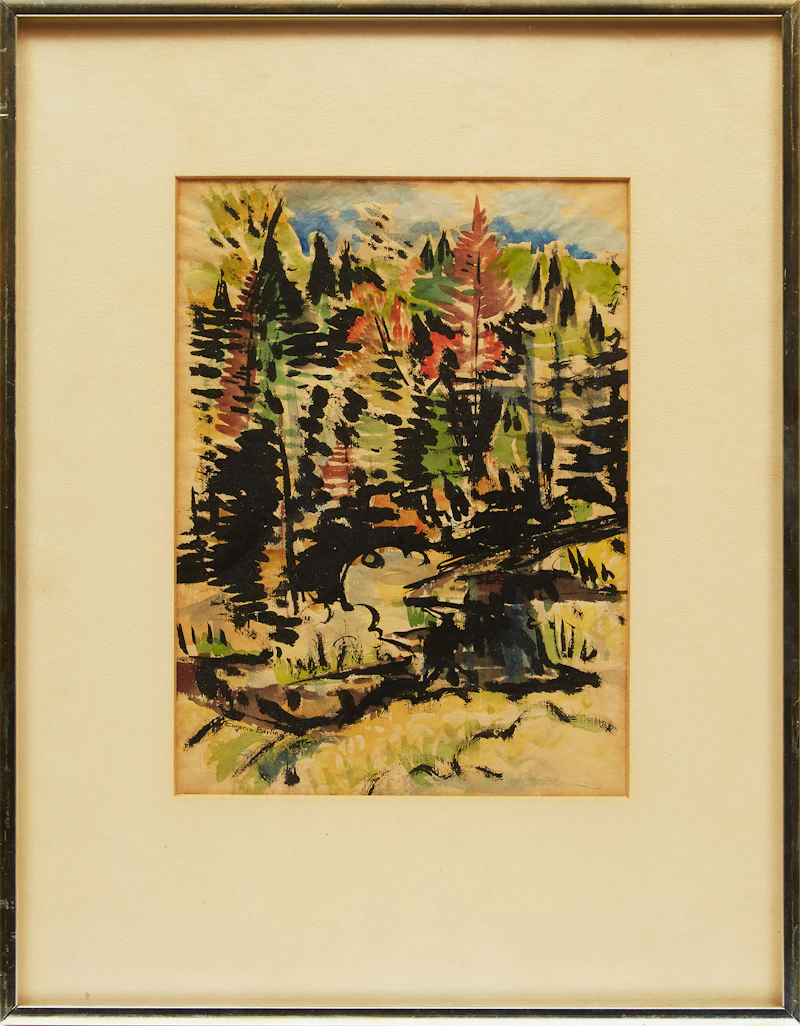 Eugenia Berlin, Landscape with Trees, mixed media on paper - view 2